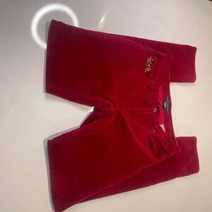Ralph Lauren Red Velvet Corduroy Skinny Pants